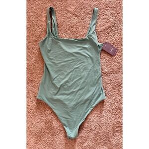 NWT Auden Sage Green Square Neck Bodysuit Women's Size S